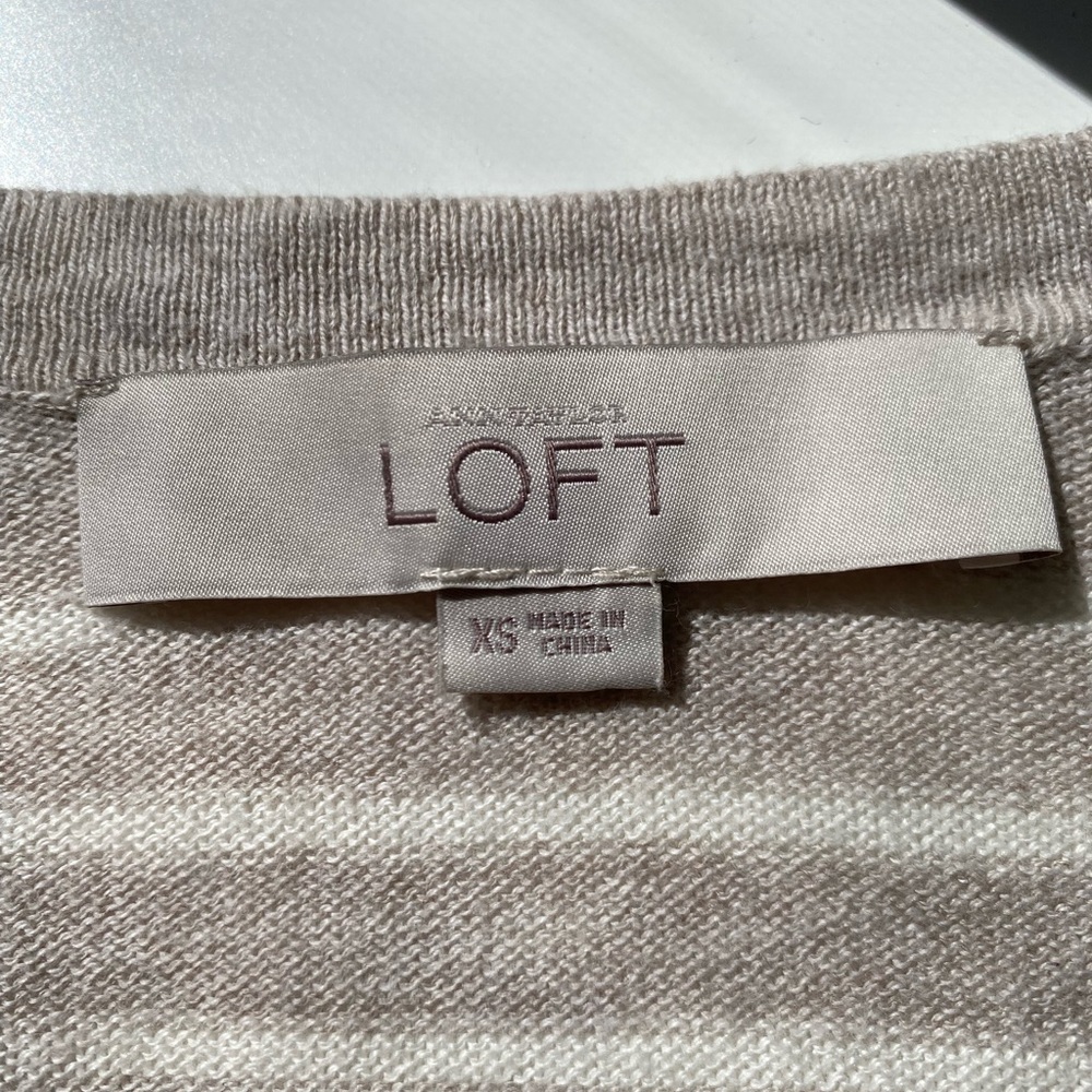 AnnTaylor Loft XS cream striped sweater 100% cotton- biodegradable